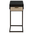 Pemberly Row 1-drawer Radio Weave Cane Metal Side Table in Black