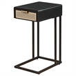 Pemberly Row 1-drawer Radio Weave Cane Metal Side Table in Black