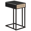 Pemberly Row 1-drawer Radio Weave Cane Metal Side Table in Black