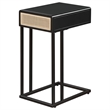 Pemberly Row 1-drawer Radio Weave Cane Metal Side Table in Black