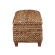 Pemberly Row Hand-Woven Banana Leaf Wood Storage Bench in Amber