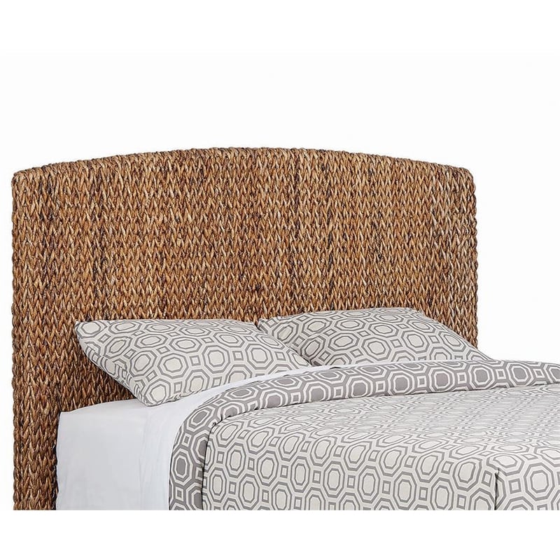 Pemberly Row Woven Banana Leaf Queen Panel Headboard in Amber