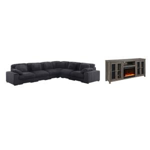 Pemberly Row 2Pc Set of Fireplace TV Console & Modular Sectional Sofa