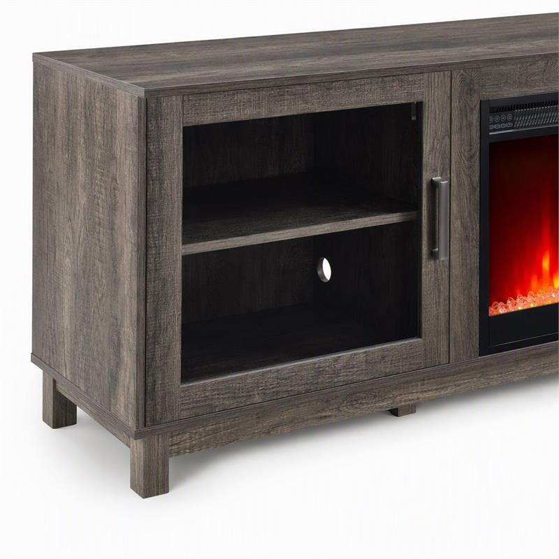 Pemberly Row 2Pc Set of Fireplace TV Stand & Modular Sectional Sofa
