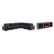Pemberly Row 2Pc Set of Fireplace TV Stand & Modular Sectional Sofa