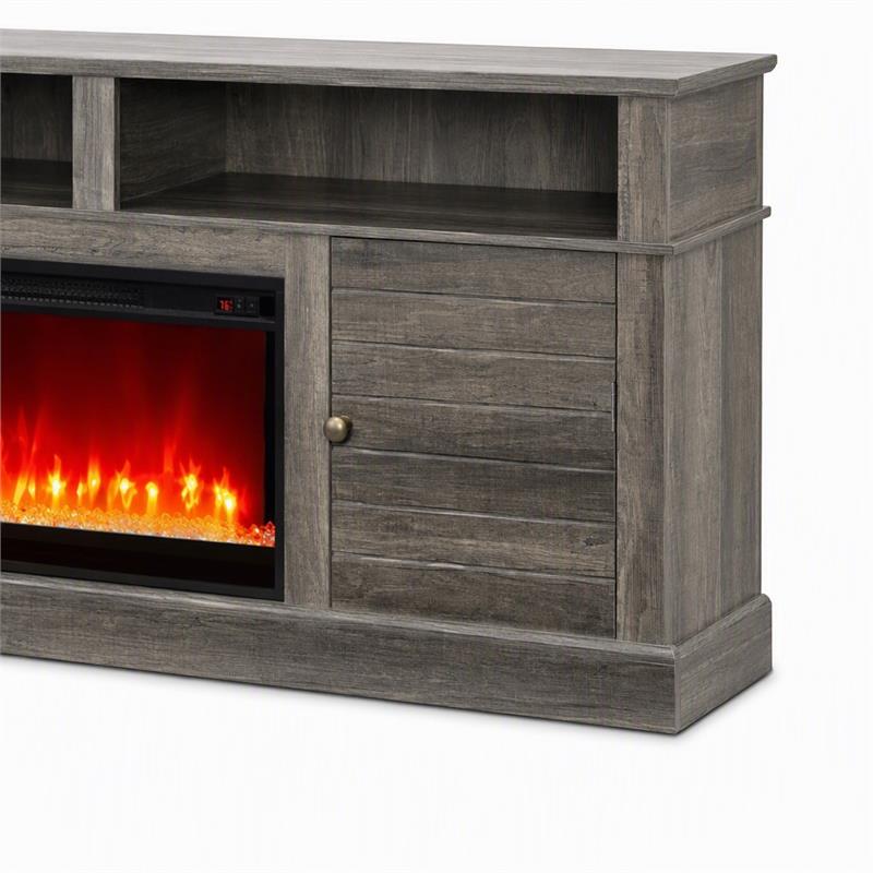 Pemberly Row 2Pc Set of Fireplace TV Stand & Modular Sectional Sofa