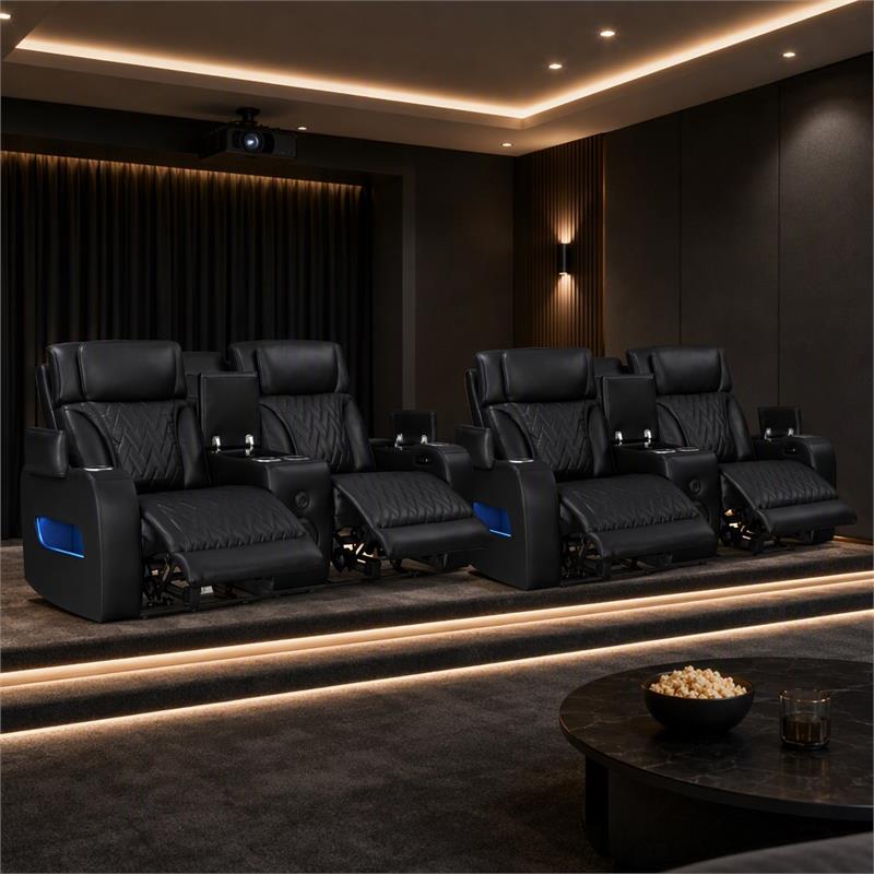 Pemberly Row Set of 2 Power Reclining Loveseat with LED Lighting