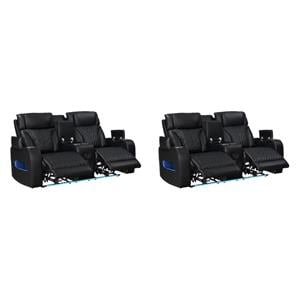 Pemberly Row Set of 2 Power Reclining Loveseat with LED Lighting