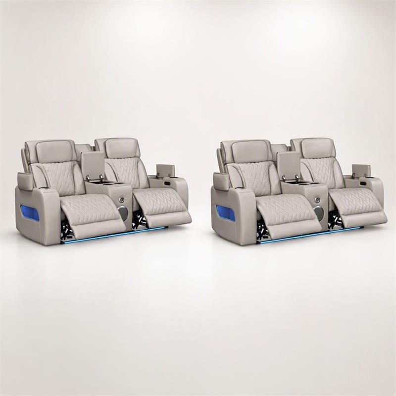 Pemberly Row Set of 2 Power Reclining Loveseats with LED Lighting