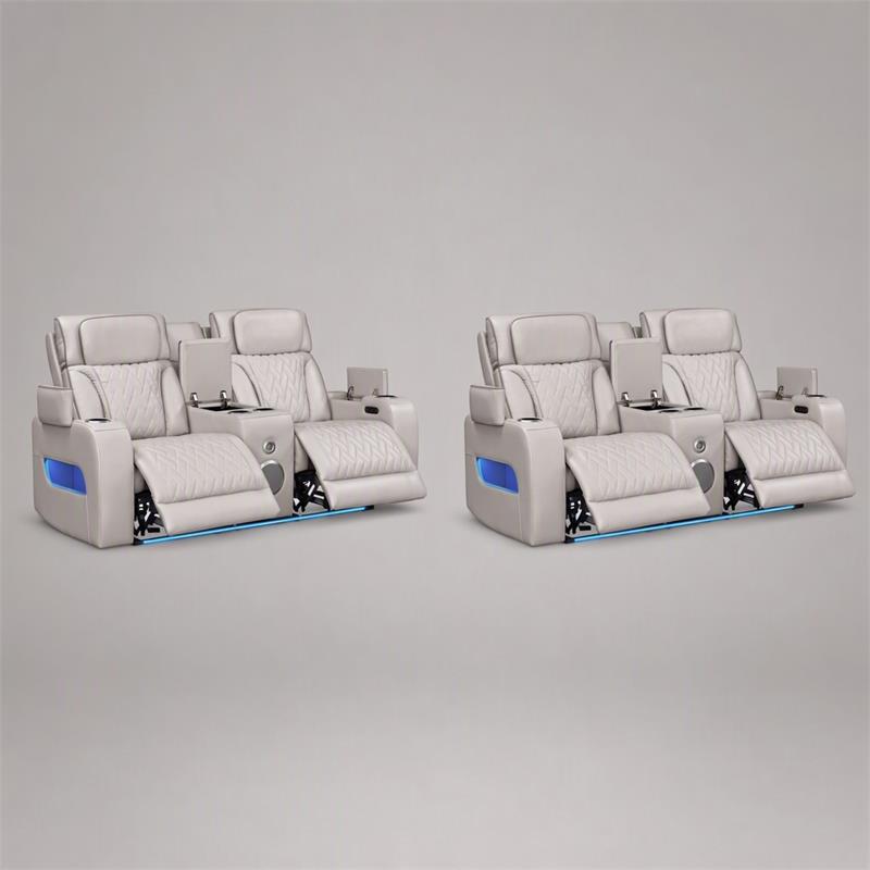 Pemberly Row Set of 2 Power Reclining Loveseats with LED Lighting