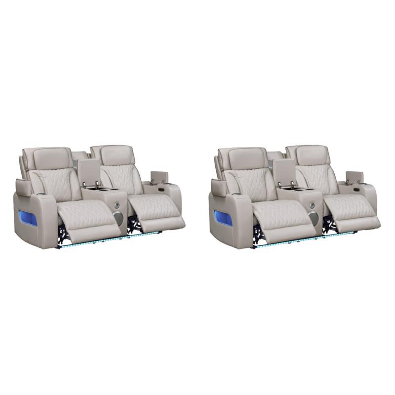 Pemberly Row Set of 2 Power Reclining Loveseats with LED Lighting