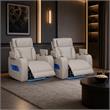 Pemberly Row Set of 2 Power Reclining Chairs in White Faux Leather