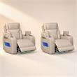 Pemberly Row Set of 2 Power Reclining Chairs in White Faux Leather