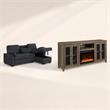 Pemberly Row 2Pc Set of Fireplace TV Console and Sleeper Sectional