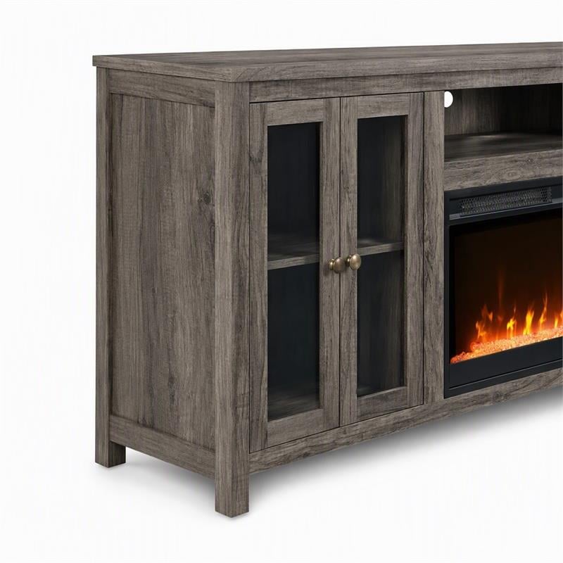 Pemberly Row 2Pc Set of Fireplace TV Console and Sleeper Sectional