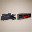 Pemberly Row 2Pc Set of TV Stand with Fireplace and Sleeper Sectional