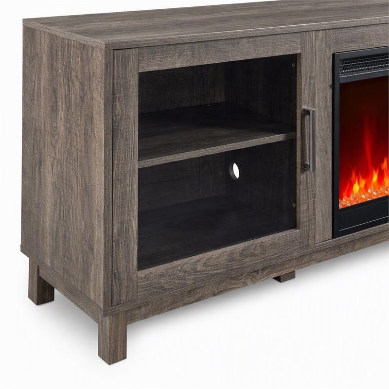 Pemberly Row 2Pc Set of TV Stand with Fireplace and Sleeper Sectional