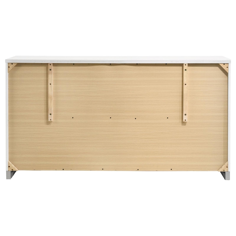 Pemberly Row 6-Drawer Bedroom Storage Dresser in White High Gloss