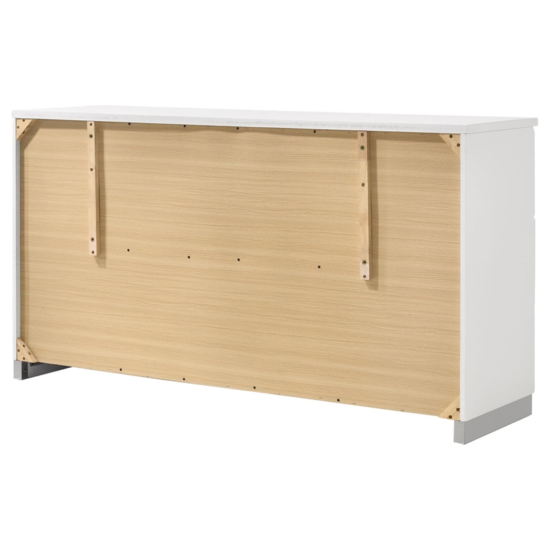 Pemberly Row 6-Drawer Bedroom Storage Dresser in White High Gloss