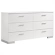 Pemberly Row 6-Drawer Bedroom Storage Dresser in White High Gloss