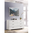 Pemberly Row 6-Drawer Bedroom Storage Dresser in White High Gloss