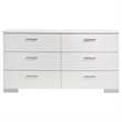 Pemberly Row 6-Drawer Bedroom Storage Dresser in White High Gloss