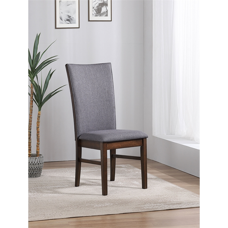 Pemberly Row Upholstered Rubberwood Dining Side Chair Set of 2 in Grey