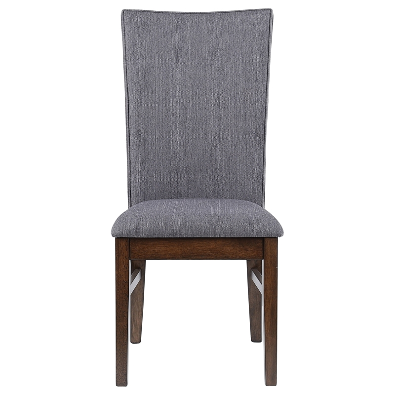 Pemberly Row Upholstered Rubberwood Dining Side Chair Set of 2 in Grey