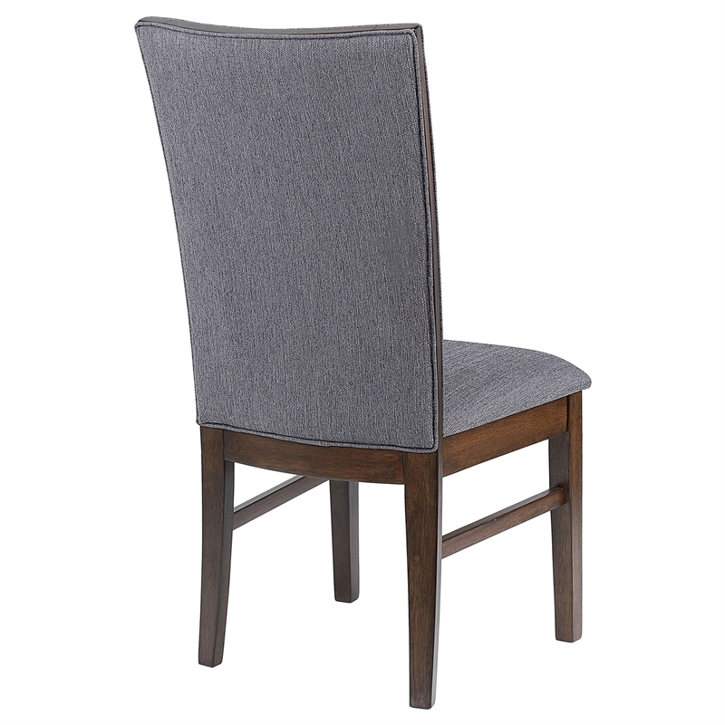 Pemberly Row Upholstered Rubberwood Dining Side Chair Set of 2 in Grey