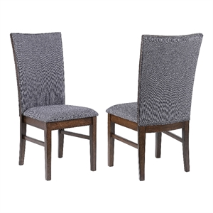 Pemberly Row Upholstered Rubberwood Dining Side Chair Set of 2 in Grey