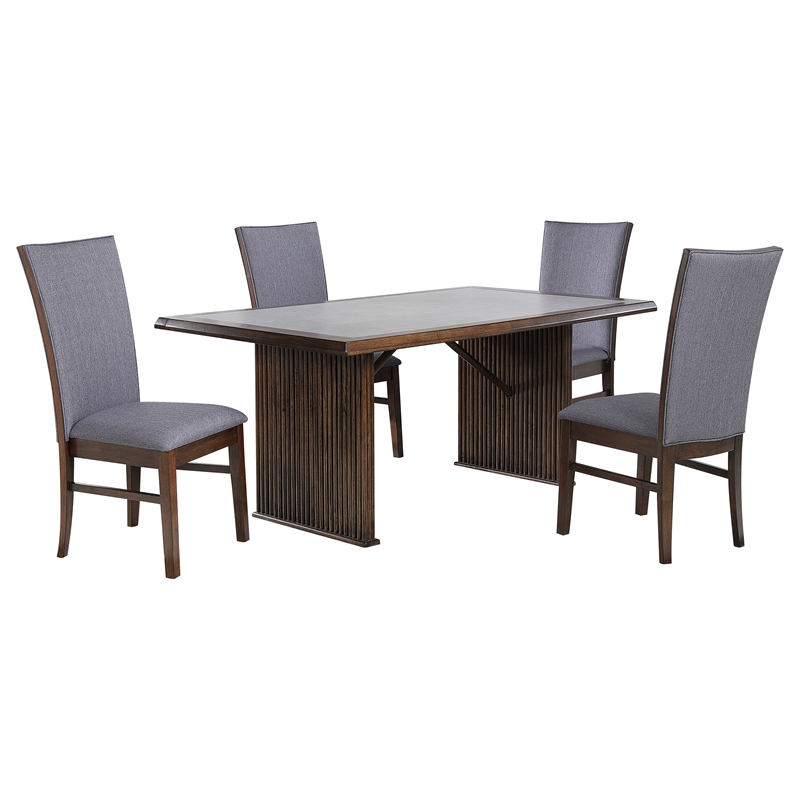 Pemberly Row 5-Piece Rectangular Dining Table and Chair Set in Brown