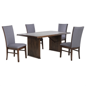 Pemberly Row 5-Piece Rectangular Dining Table and Chair Set in Brown