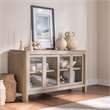 Pemberly Row Sliding Door Wood Dining Sideboard Server in Mango Brown