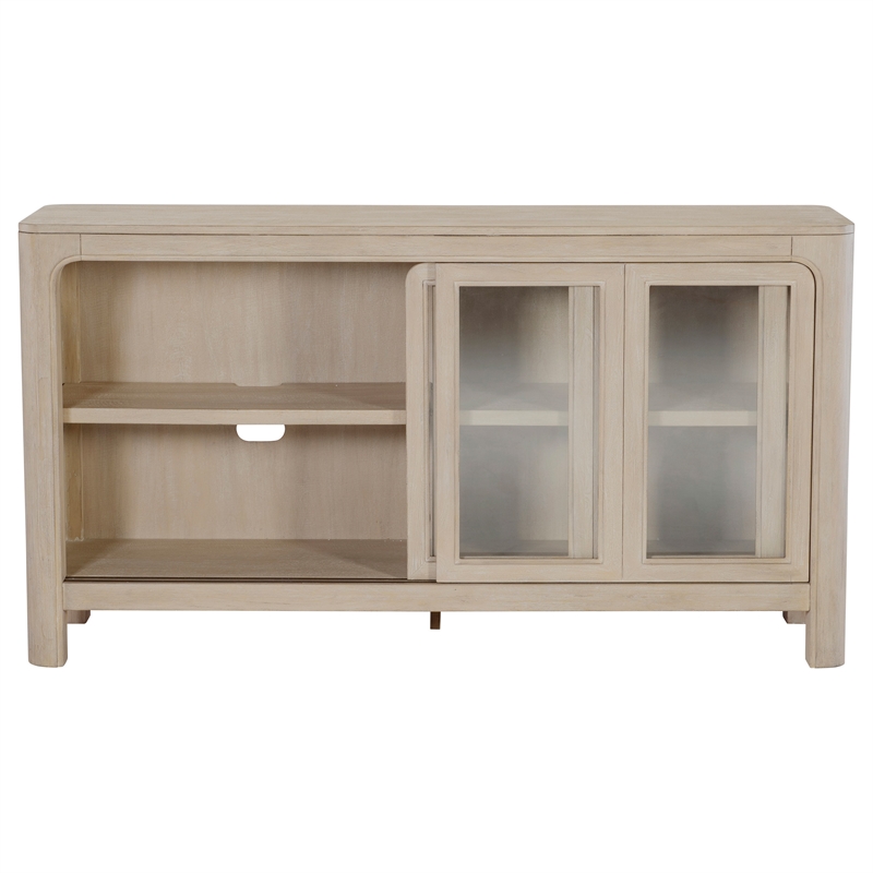 Pemberly Row Sliding Door Wood Dining Sideboard Server in Mango Brown