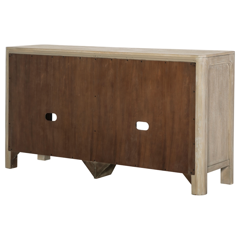 Pemberly Row Sliding Door Wood Dining Sideboard Server in Mango Brown