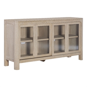 Pemberly Row Sliding Door Wood Dining Sideboard Server in Mango Brown