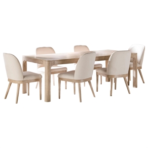 Pemberly Row 7-Piece Extension Dining Set in Weathered Mango Brown/Beige
