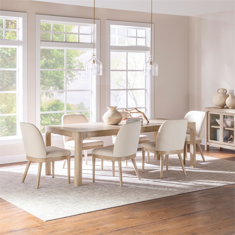 Pemberly Row 7-Piece Extension Dining Set in Weathered Mango Brown/Beige