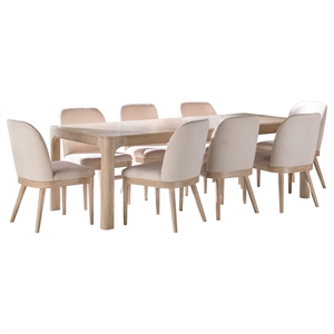 Pemberly Row 9-Piece Extension Dining Set in Weathered Mango Brown/Beige