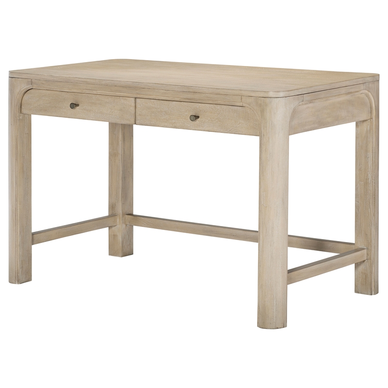 Pemberly Row 2-Drawer Makeup Table Vanity Desk in Weathered Mango Brown