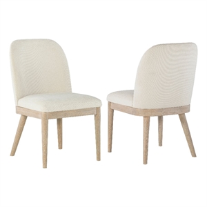 Pemberly Row 19.5&quot Coastal Fabric Dining Side Chair in Beige/Mango