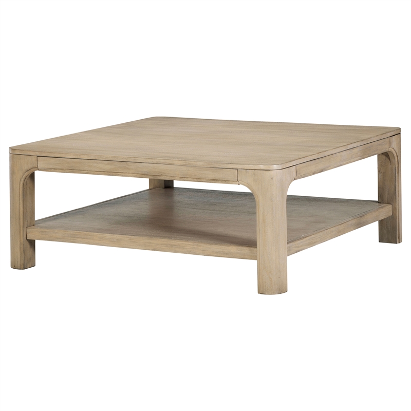Pemberly Row Coastal Wood Cocktail Coffee Table in Weathered Mango Brown