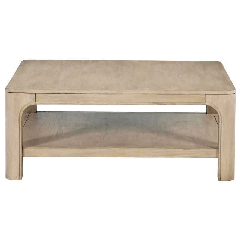 Pemberly Row Coastal Wood Cocktail Coffee Table in Weathered Mango Brown