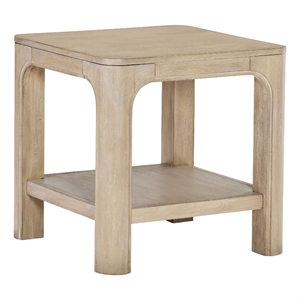 Pemberly Row Wood Side End Table with Shelf in Weathered Mango Brown