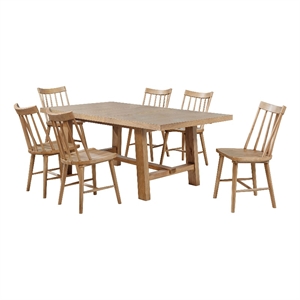 Pemberly Row 7-Piece 76-Inch Extension Leaf Dining Set in Natural Brown