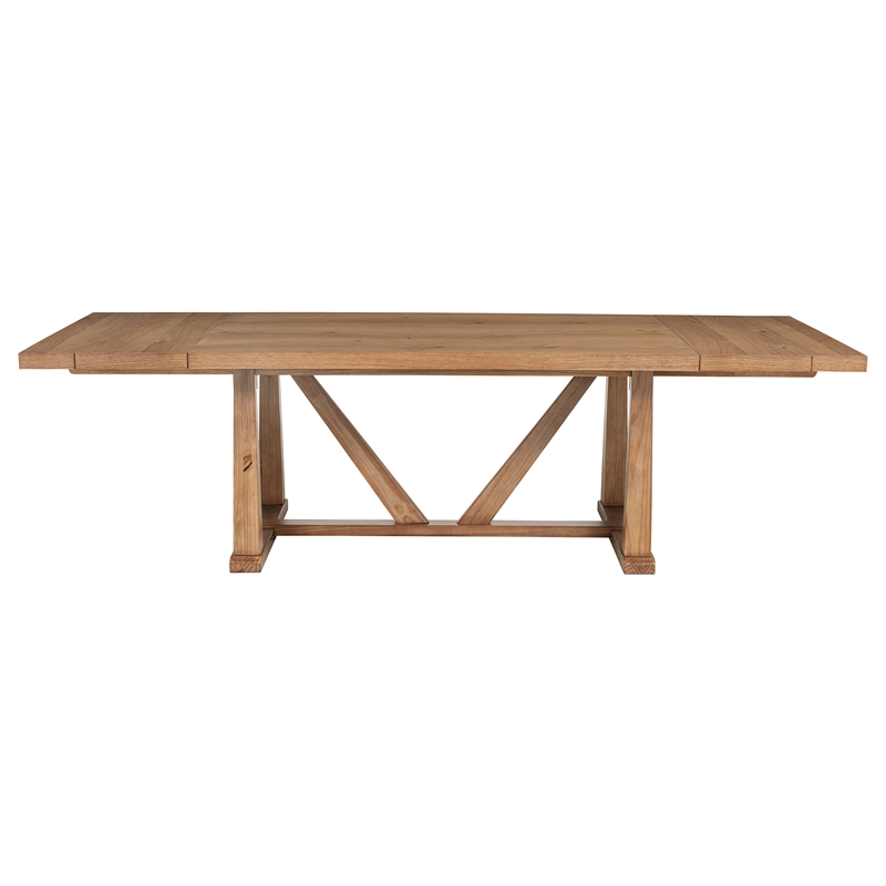 Pemberly Row 9-Piece 106-Inch Extension Leaf Dining Set in Natural Brown