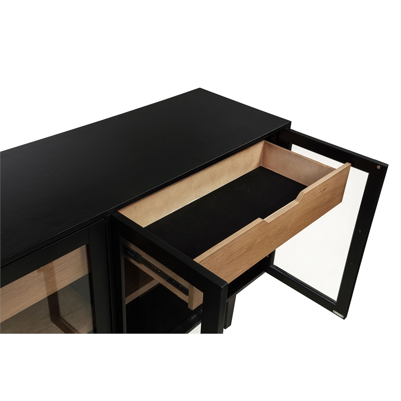 Pemberly Row 4-Door Sideboard Server with 2 Drawers in Dusty Black