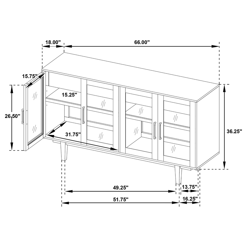 Pemberly Row 4-Door Sideboard Server with 2 Drawers in Dusty Black
