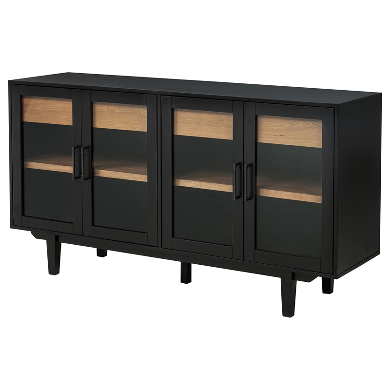 Pemberly Row 4-Door Sideboard Server with 2 Drawers in Dusty Black
