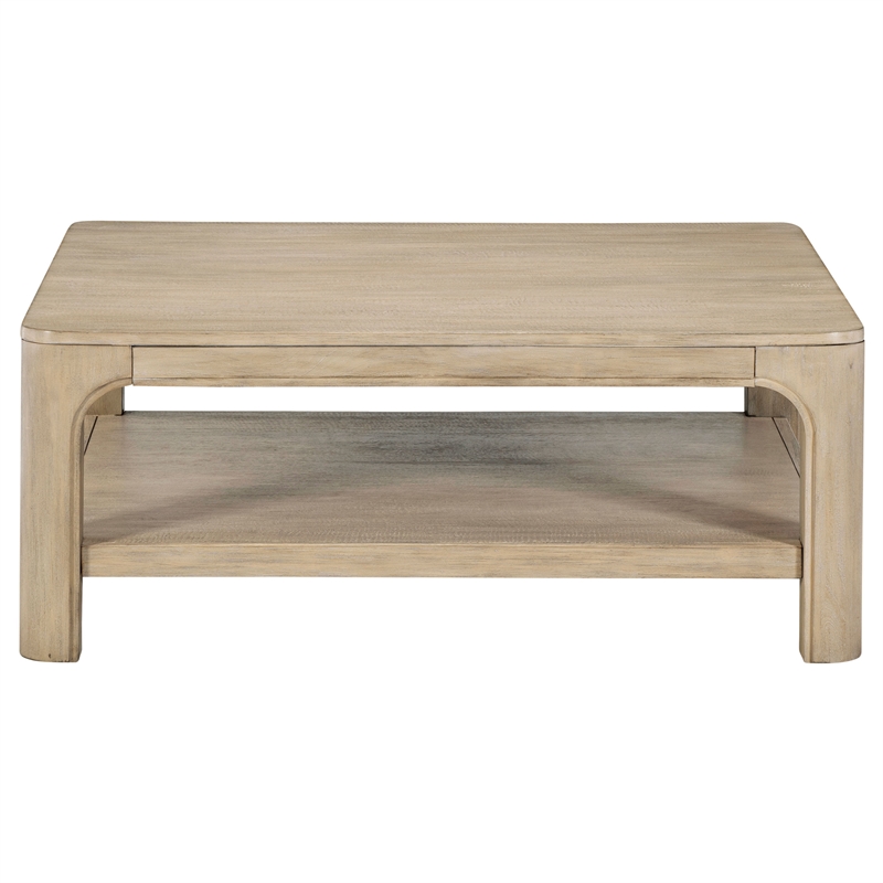 Pemberly Row 2-piece Coastal Wood Coffee Table Set in Weathered Mango Brown
